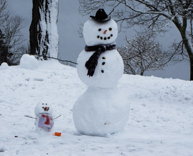 雪だるまの飾り付け